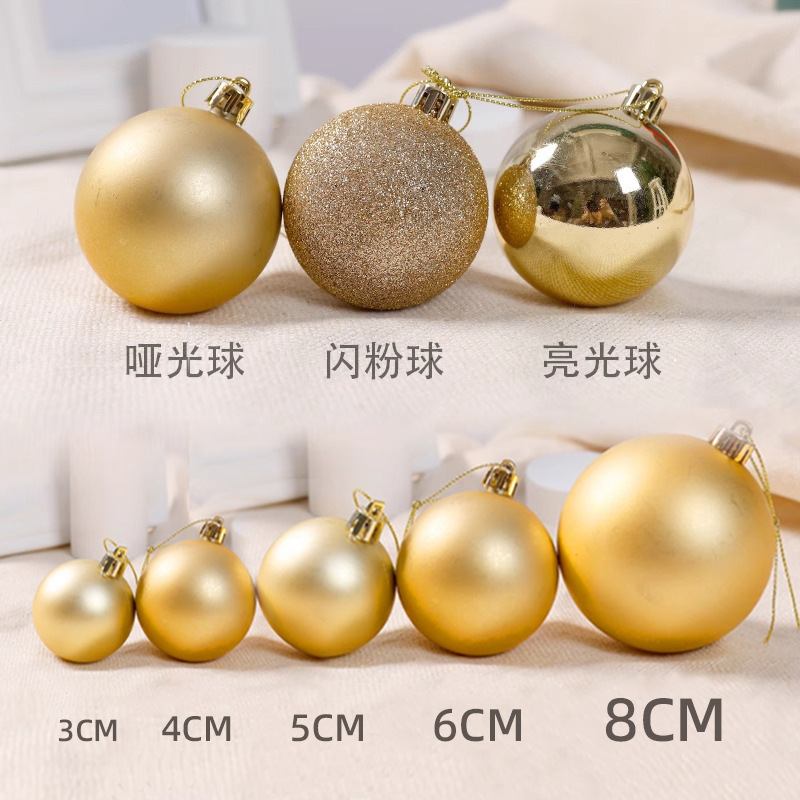 Fabricantes transfronterizos de Navidad nueva bola de plástico galvanizado 3 / 5 / 6 / 8cm colgante de árbol de Navidad decoración colgante de bola de Navidad