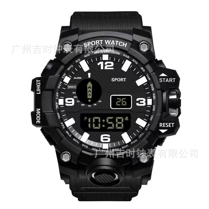 Nuevos hombres multi-funcional impermeable deportes reloj electrónico masculino estudiante de secundaria reloj montañismo al aire libre reloj de Dial grande