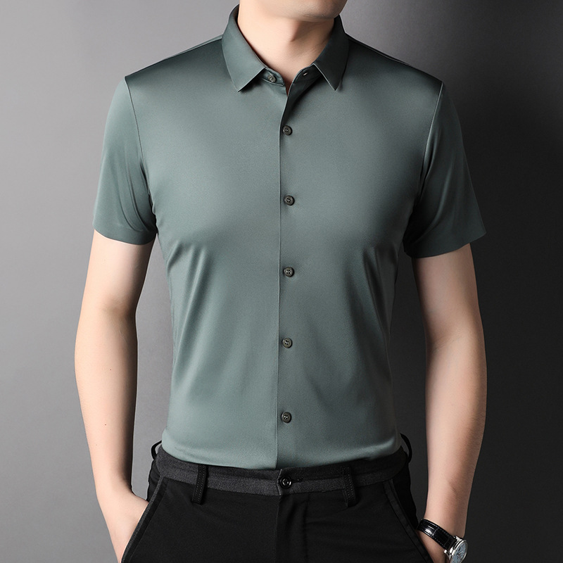 Silk elastic white summer shirt