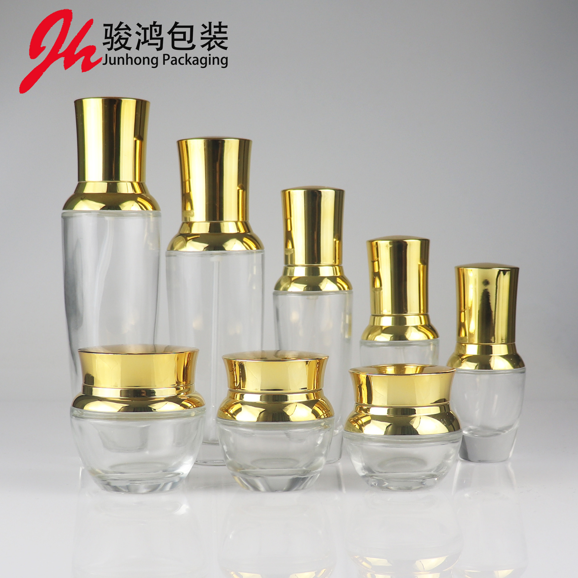 现货供应小黑瓶系列20g-120ml精华液玻璃瓶乳液瓶 水乳面霜套装瓶