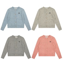 24ss秋冬季潮牌西太后vivi土星刺绣彩绳点缀女款麻花多色针织开衫