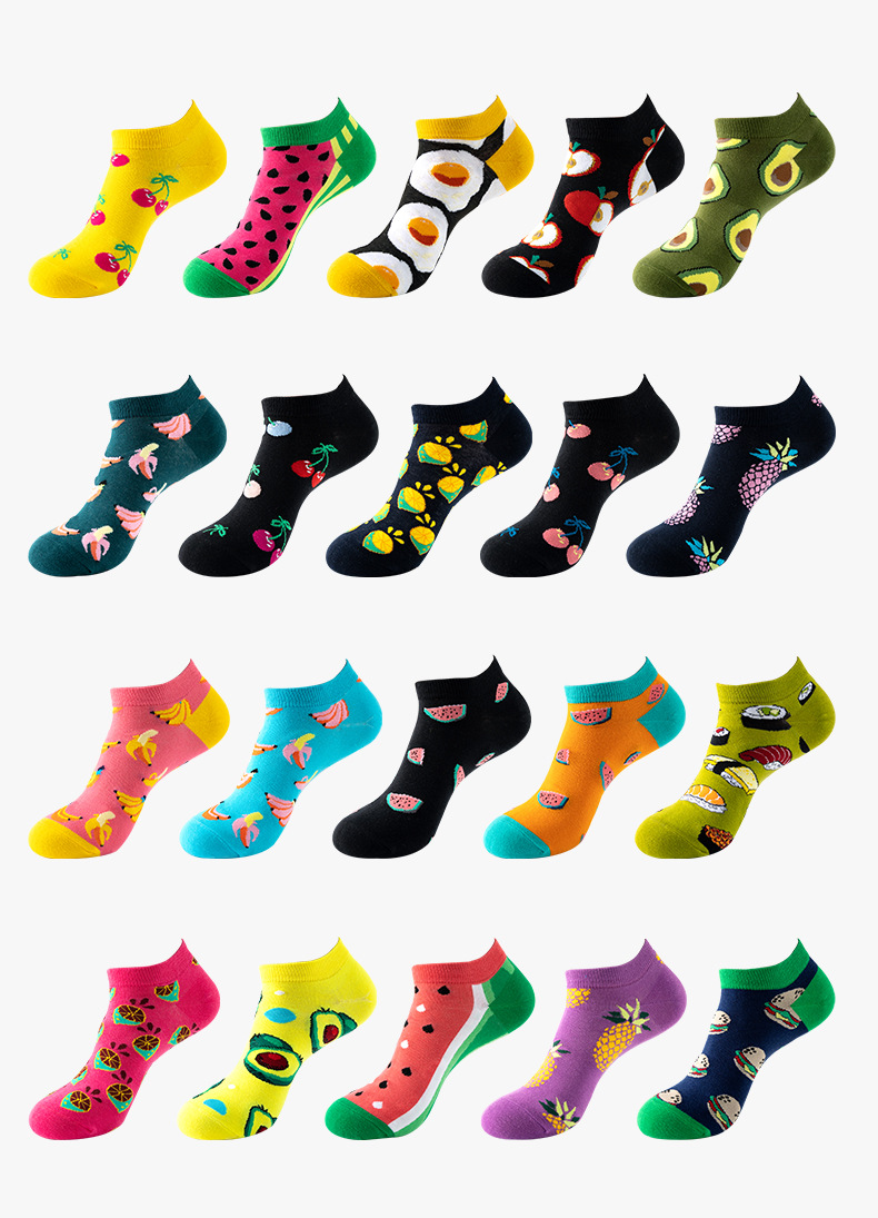 Unisex Sports Cartoon Fruit Cotton Jacquard Ankle Socks 1 Set display picture 1