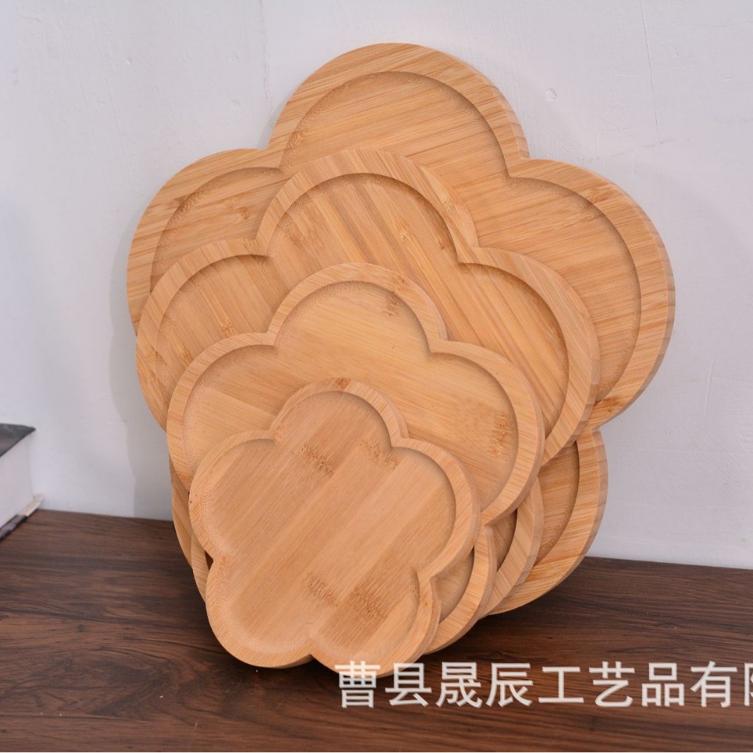 Bandeja de madera de flor de viento ins Plato de comedor de madera de pétalo Plato de postre de fruta de pastel Plato de almacenamiento de madera para el hogar Péndulo de escritorio