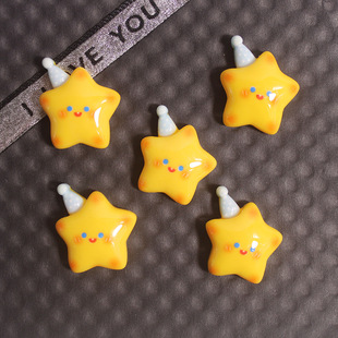 Cute milk yellow hat star accessories diy sweet girl heart hair clip headdress accessories mobile phone case patch