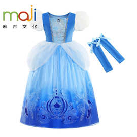 灰姑娘南瓜车印花灰姑娘蓬蓬新款礼服连衣裙印花渐变灰姑娘演出服