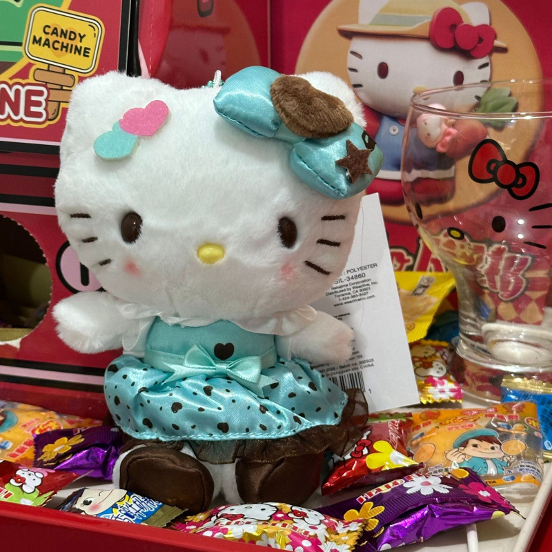 黑色草帽kitty帽宝宝挂件爱心扣公仔玩偶可爱赫本风挂饰钥匙扣|undefined
