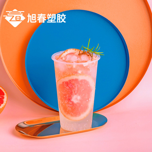 Factory wholesale injection cup 90 caliber disposable cold drink cup frosted transparent thickened take-out milk tea cup with lid