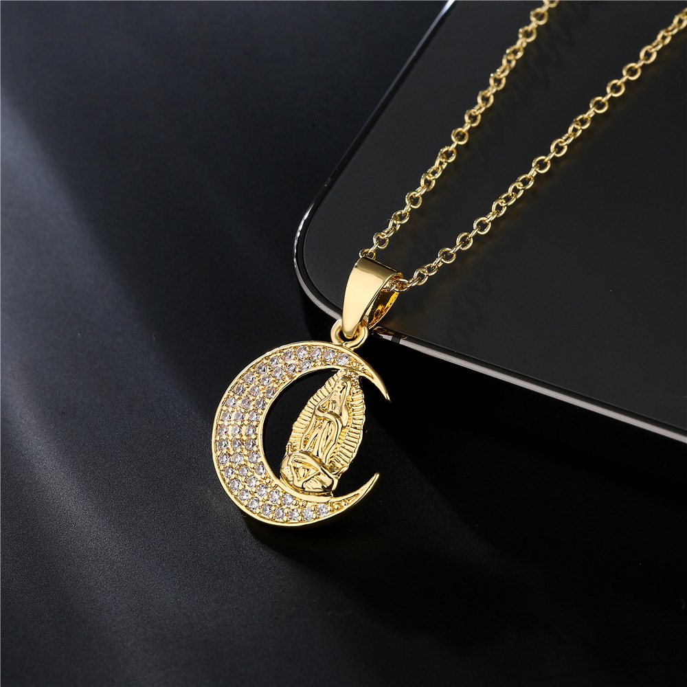 Fashion Real Gold Electroplating Religious Jewelry Copper Micro-inlaid Zircon Pendant Necklace display picture 3