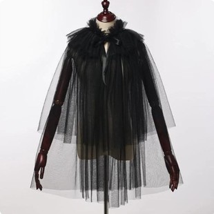 European and American retro style double mesh cloak lotus leaf collar lace cape skirt two wear foreign trade a generation of hair
