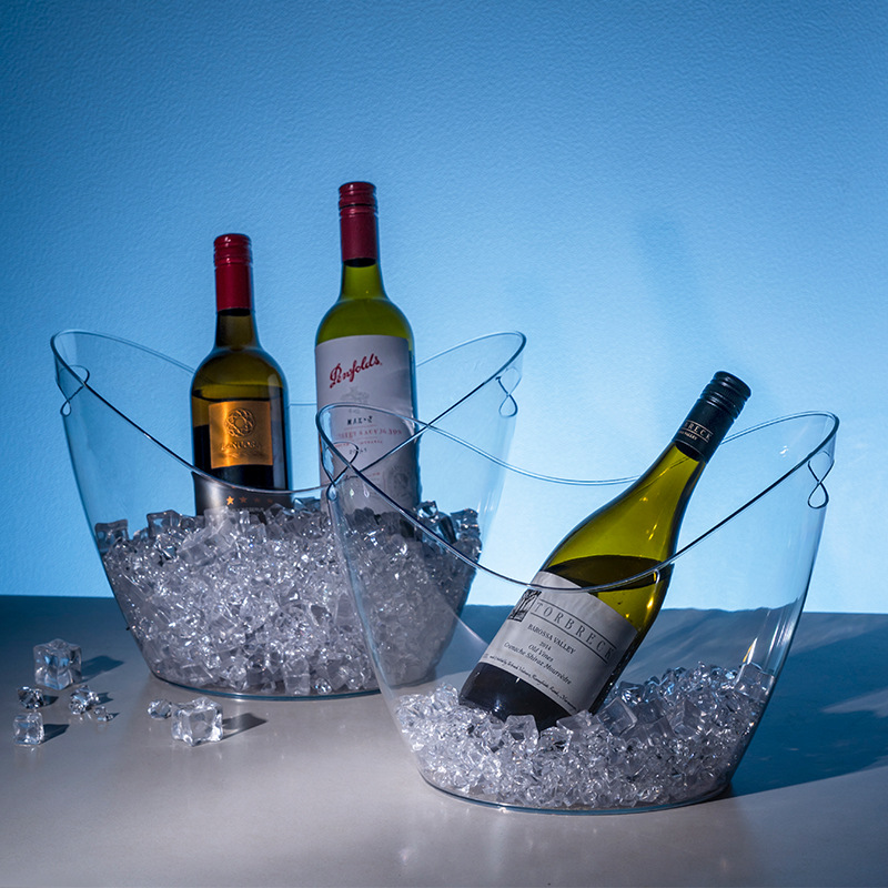 Cubo de hielo transparente de acrílico, cubo para champán, caja de plástico para cerveza de bar KTV, cubo para cubitos de hielo, cubo para vino, cubo para hielo.