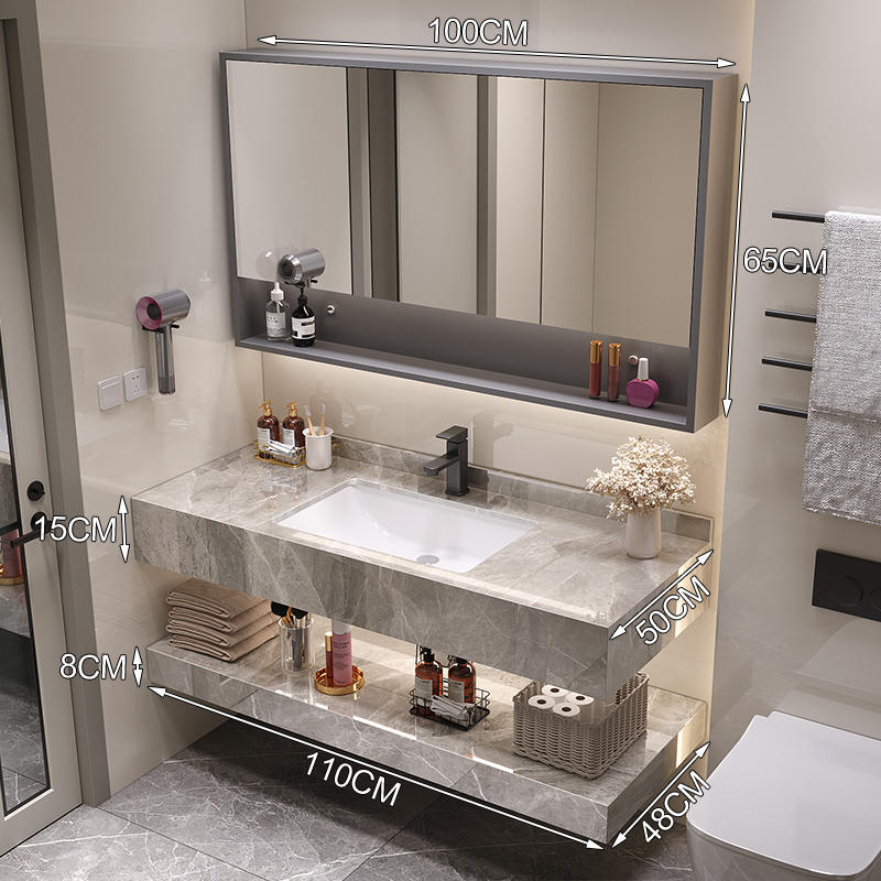 Gabinete de baño moderno y simple combinación de encimera de cerámica de pizarra brillante hotel de alojamiento residencial inodoro lavabo lavabo