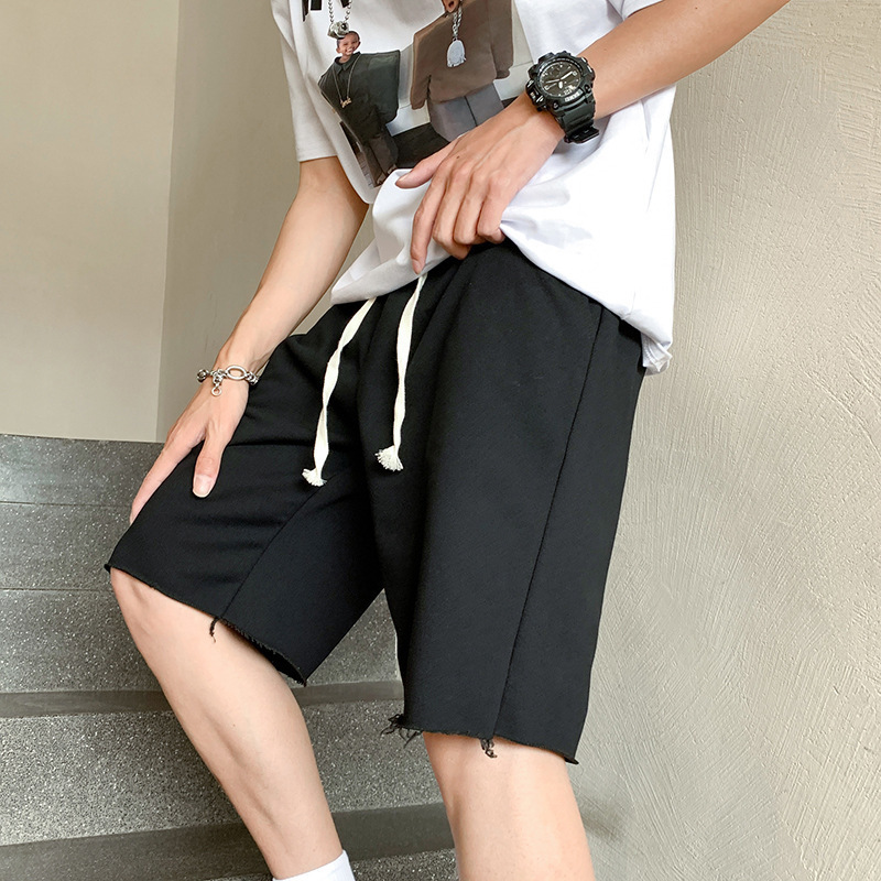 2024 verano nuevos pantalones cortos casuales de algodón elástico sueltos para hombres pantalones deportivos de tendencia recta