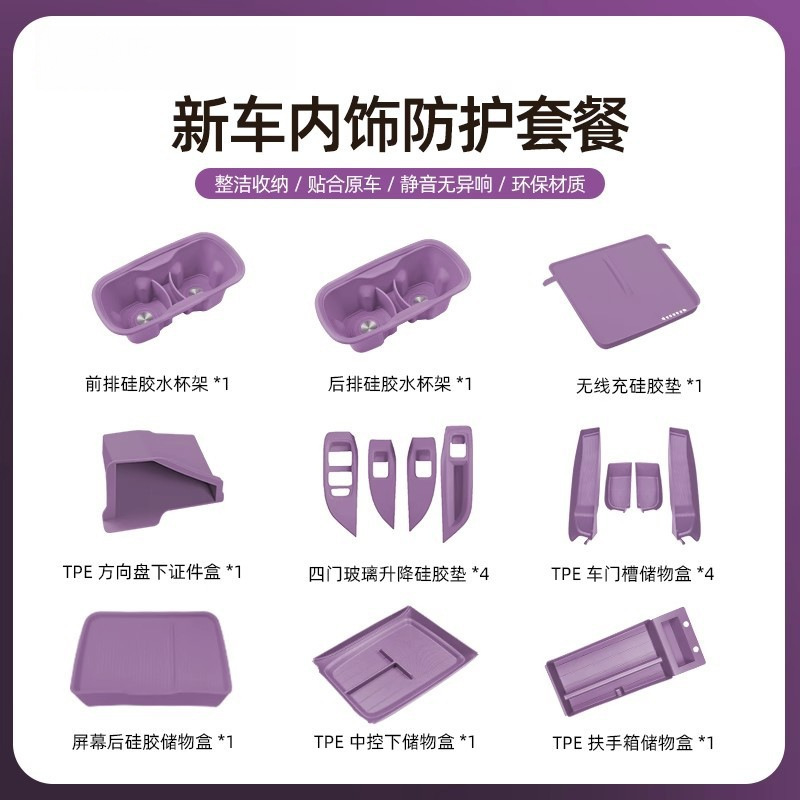 Suitable for Xiaomi Su7/Yu7 Interior Set Water Cup Holder Central Control Storage Box Silicone Pad Storage Protective Accessories