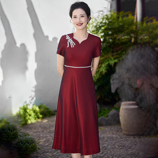 2025 Ximama A-Style High-End Mother's Dress, Daily Wearable Dress, Young New Style, Mother-In-Law, Fat Mother's Long Dress