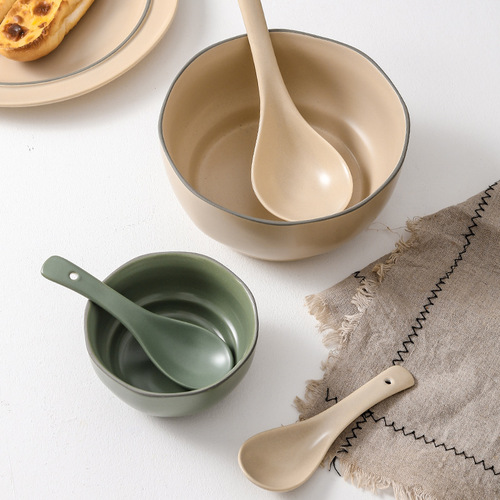 Nordic large spoon ceramic household long-handled large-headed spoon for porridge and soup porridge spoon large spoon soup tableware