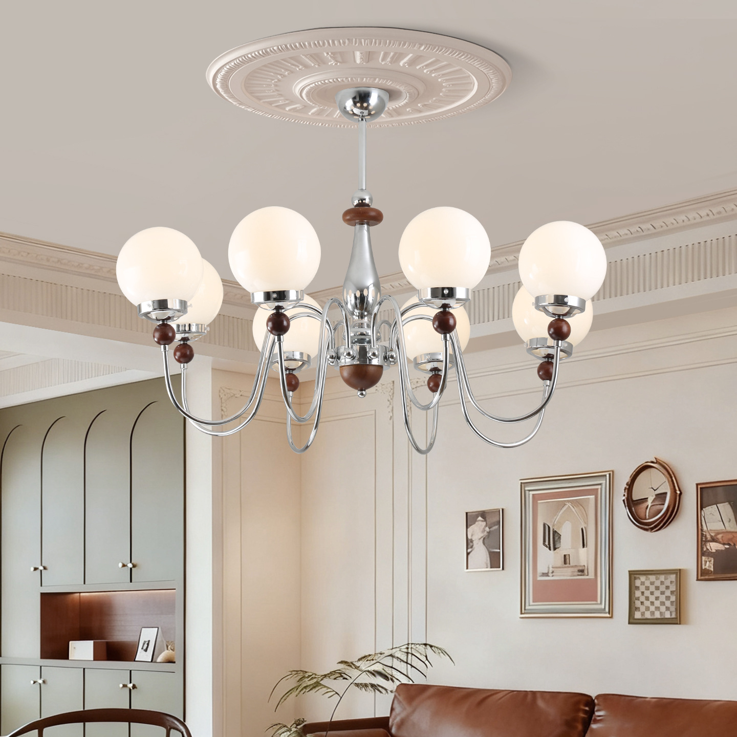 Lámpara de la sala de estar francesa medieval sala de luz principal retro nuevo estilo chino sala de estar dormitorio frijoles mágicos lámparas Zhongshan 117L