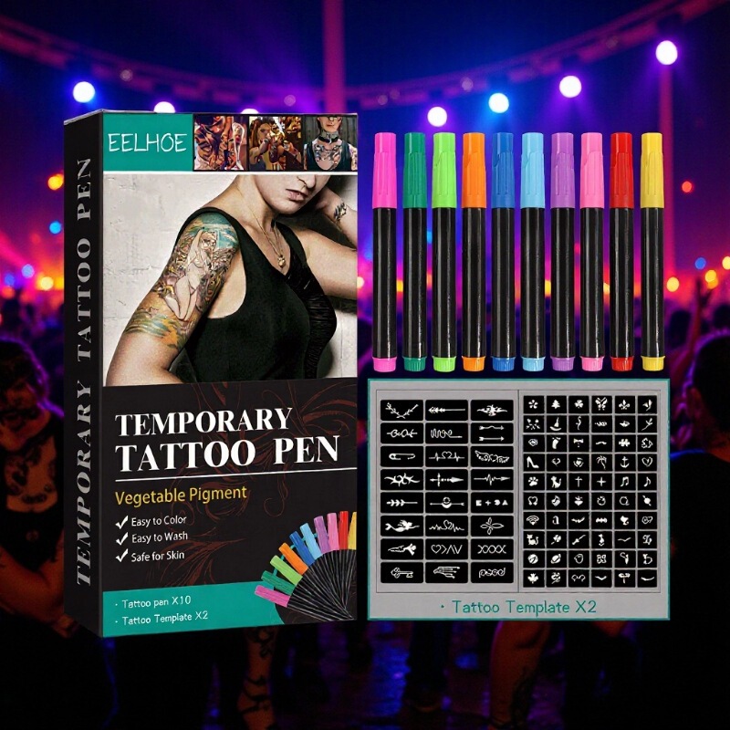 Eelhoe Temporary Tattoo Pen Set Multi-Color Painting for Face, Arms, and Body DIY Makeup Graffiti Tattoo