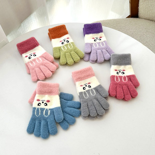 Children's Gloves New Men's and Women's Baby Warm Knitted Winter Cold-proof Cute Cartoon Children's Five Fingers Outdoor