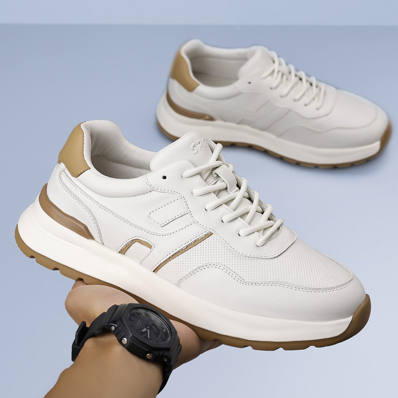 头层牛皮2025新款男士休闲鞋超轻真皮透气阿甘鞋时尚运动男款男鞋