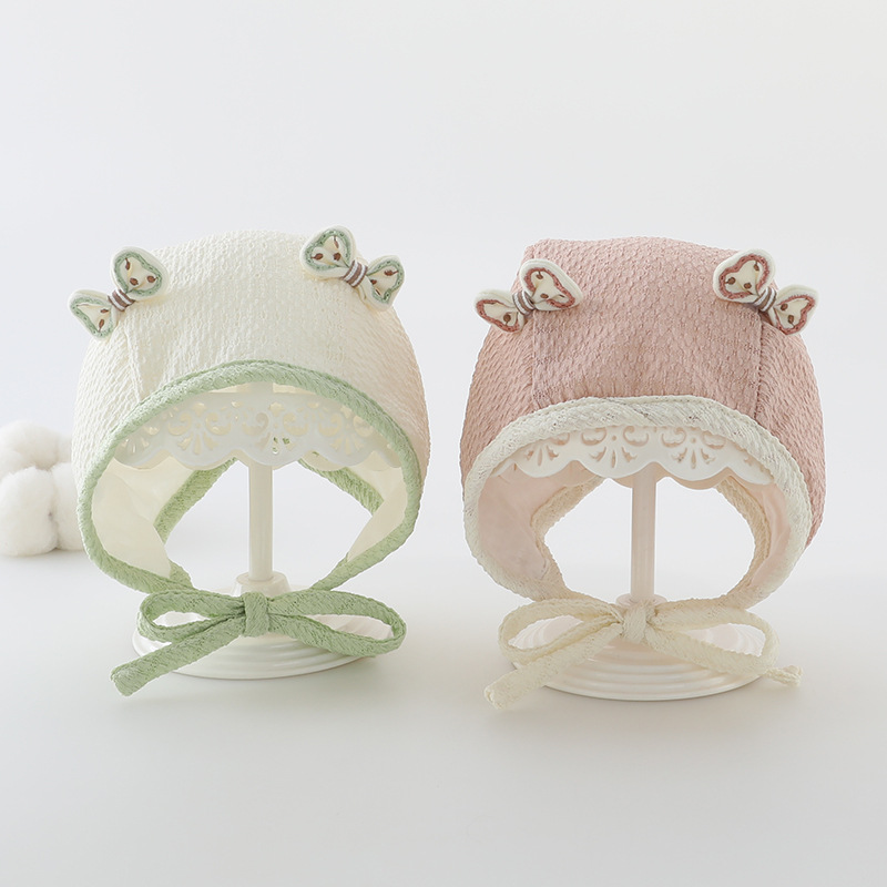 Sombrero de bebé primavera y otoño delgado arco extranjero gorro princesa primavera recién nacido gorro de bebé gorro de corte