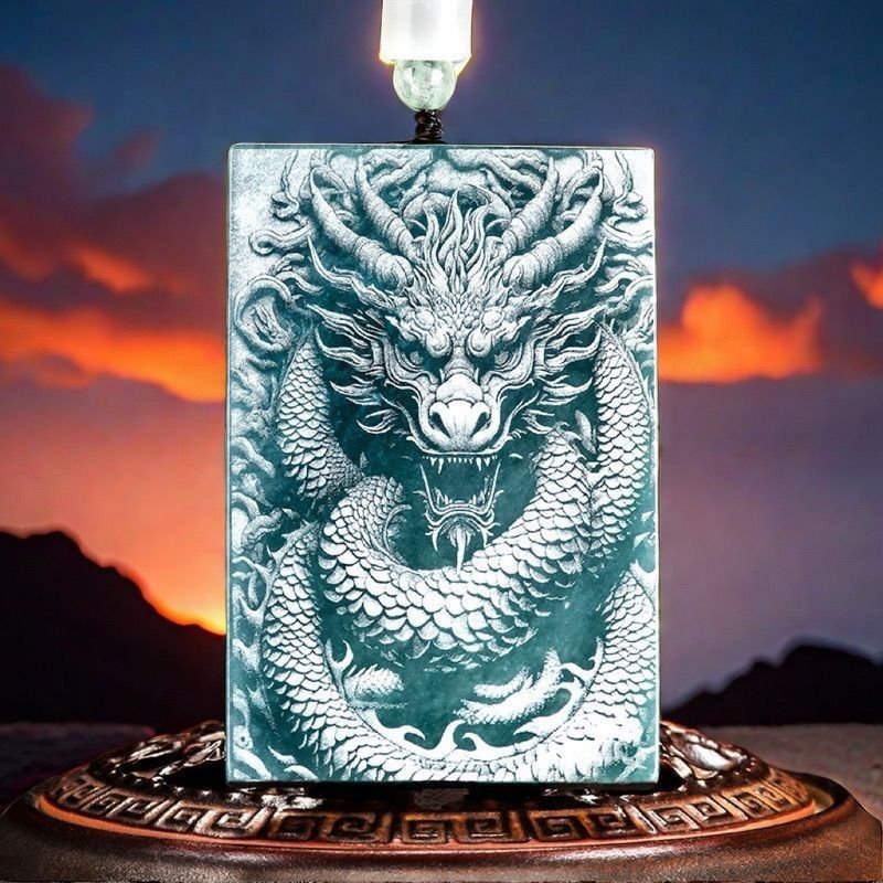 Joyería Qirui transmisión en vivo natural A mercancía jade doble cara talla colgante marca de dragón 520 regalos frescos dulces sin