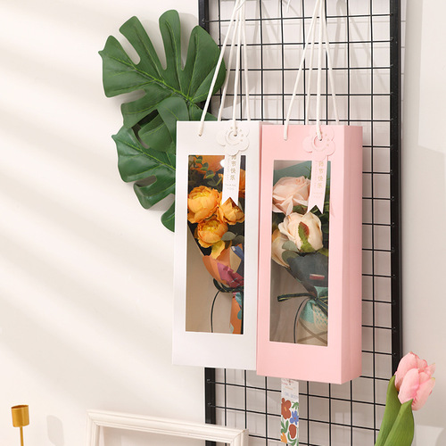 Window transparent gift bag, Goddess Day single paper bag, flower gift bag, souvenir packaging, window tote bag