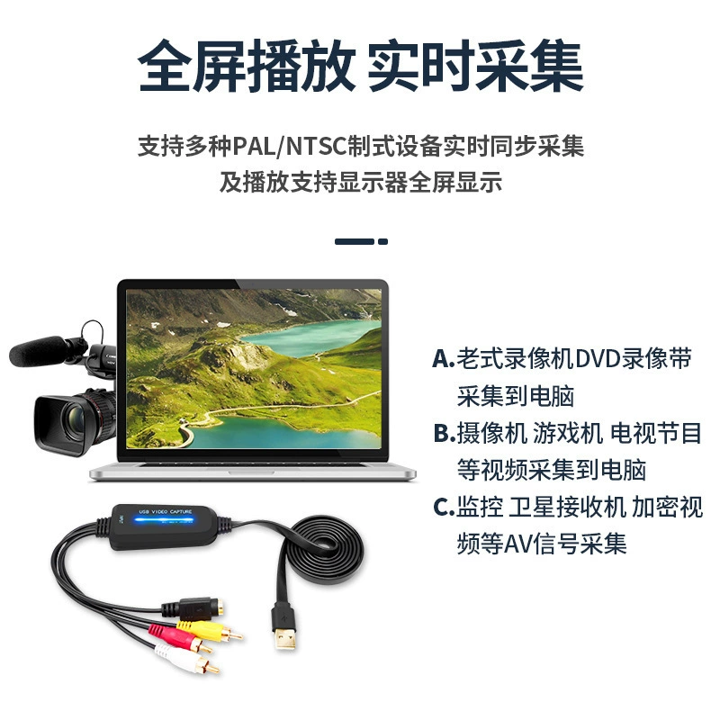 USB-карта захвата AV с чипом одноканальная, преобразование AV-сигнала в USB, без драйвера