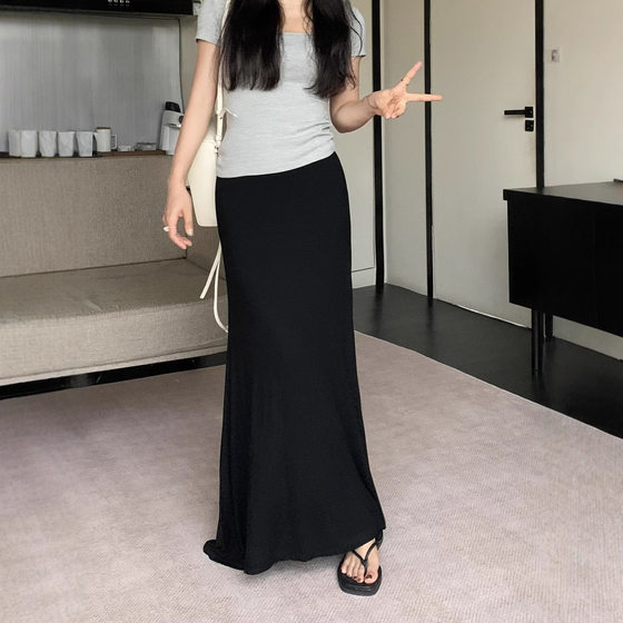 2025 New Summer Drapey Skirt Summer Versatile Soft Waxy Skirt Modal Gray Casual Mid-Length Skirt for Women
