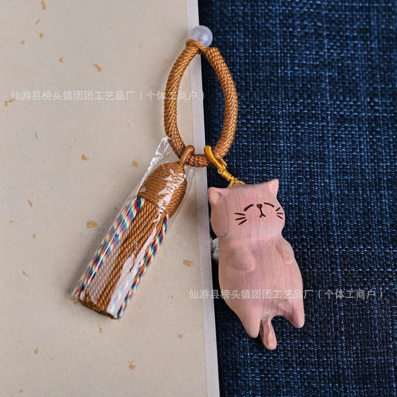 メーカー卸売ブナ材猫キーホルダー招き猫バッグペンダント漫画ハンドルアクセサリーアクセサリーペンダント|undefined