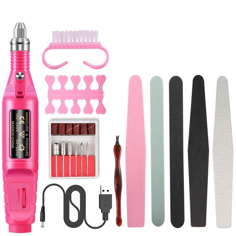 Amazon Explosions Manicure Manicure suit USB Grinder Nail File Polishing Strip Powder Brush 10 Piece Set