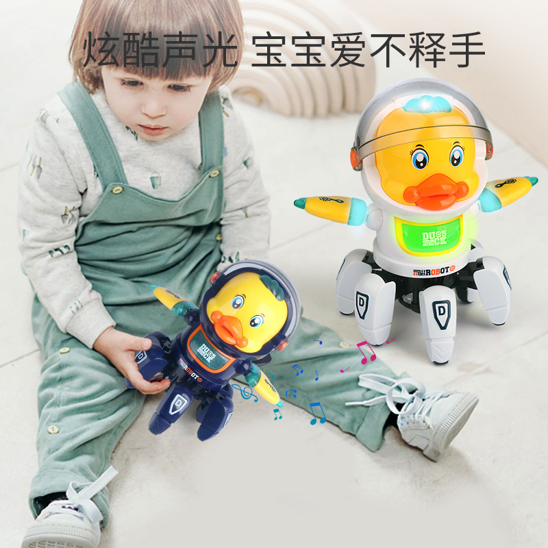 Transfronterizo nuevo baile espacio eléctrico seis-garra robot música luz columpio pequeño pato lindo puesto de venta caliente Juguetes