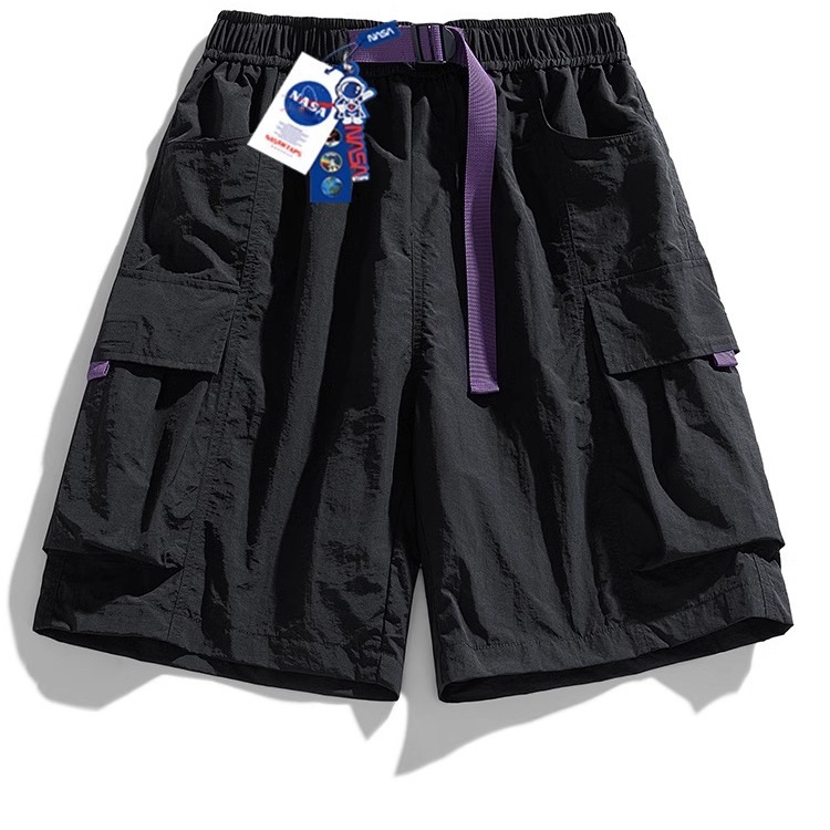 Pantalones cortos de seda de hielo de marca de moda casual de la NASA, protector solar de verano para hombres, varios bolsillos, deportes casuales, pantalones delgados para adolescentes