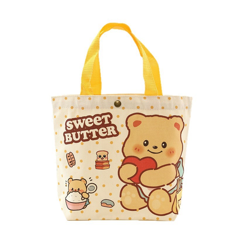 キャンバスバッグお土産イエローベアかわいい手持ちキャンバスバッグ満月宴会1歳誕生日ギフトバター漫画バッグ|undefined