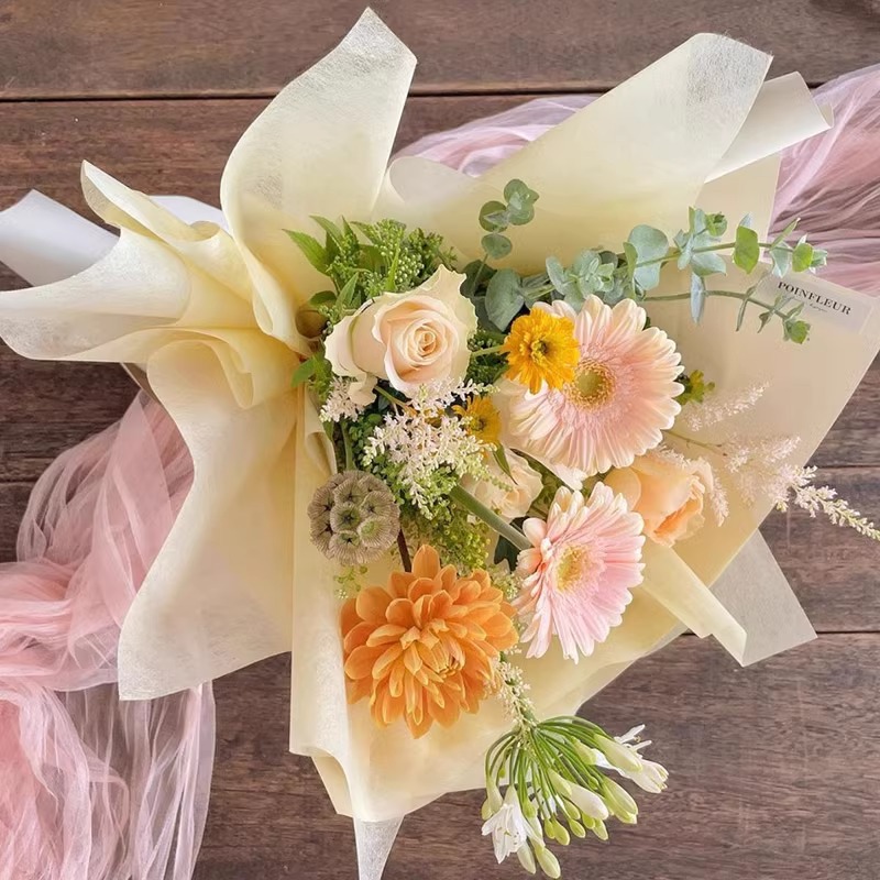 Papel de algodón de color sólido DIY hecho a mano fresco ramo papel de embalaje floristería suministros ramo translúcido forro de flores secas papel de embalaje