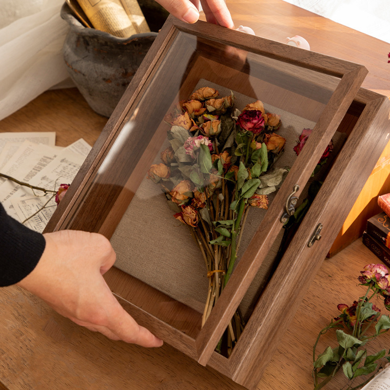 Flip Photo Frame Cross-Border E-Commerce DIY Specimen Stereo Hollow 6.5cm Decorative Storage Box Dried Flower Photo Frame Wholesale