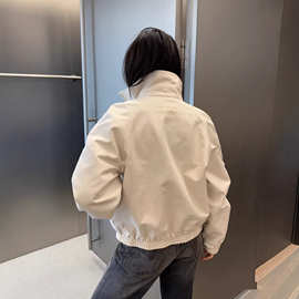 毒家现货正确版本原标AC家新品立领刺绣缎面拉链短款夹克外套女款