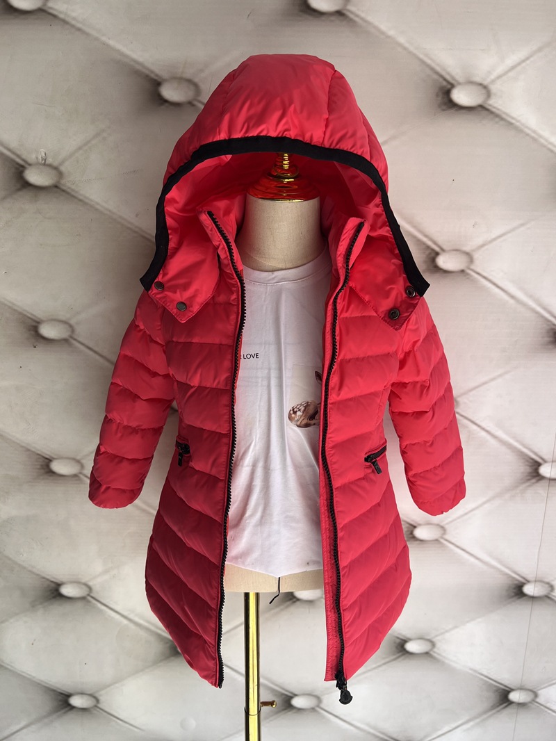 Bērnu apģērbs bērnu dūnu jakas meitenēm, sabiezētas, vidēja un liela izmēra bērnu stilīgas dūnu jakas, vidēja un gara balta pīles dūnas_voghion.com