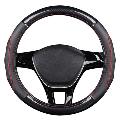 Steering wheel cover Wheel Cover, Napa Leather, Universal - red-round-38cm