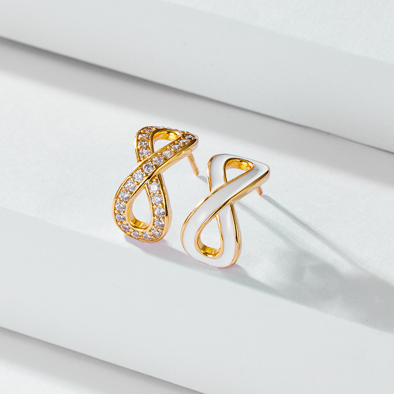 Pendientes cruzados de gota de aceite de estilo francés pendientes de plata esterlina 925 de alto grado de lujo ligero diseño de nicho de oro amarillo pendientes de 8 palabras pendientes para mujeres