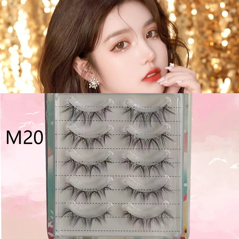 Suministro directo de fábrica transfronteriza natural larga Cruz gruesa japonés 3D afilado tallo transparente Luna doblar pestañas postizas