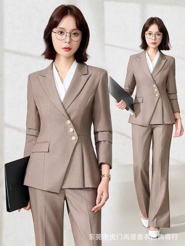 条纹西装外套女春秋季2025新款设计感轻职场职业正装高端西服套装|undefined