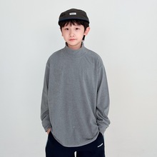 童装打底衫2025冬季新款男童中大童纯色半高领长袖打底衫保暖长袖