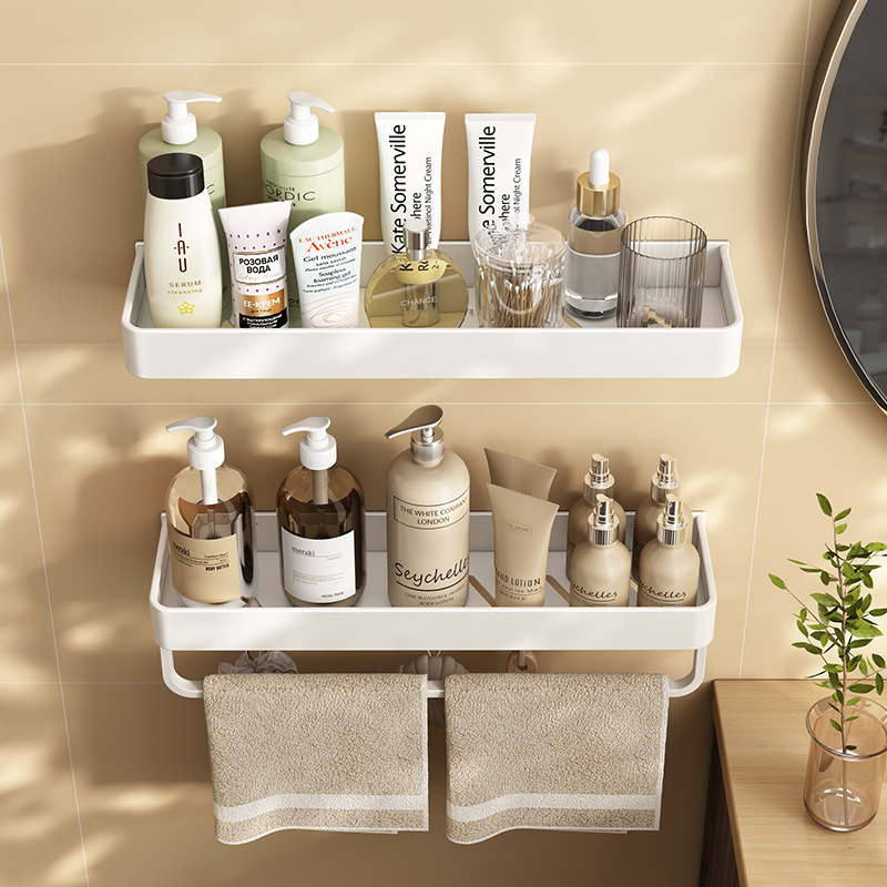 White Toilet Storage Rack Punch-free Bathroom Wall-mounted Space Aluminum Wall Toilet Storage Shelf