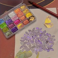 クロスボーダー固体絵の具絵画日本式ネイルアートの色絵は花を巻いてぼんやりしています。