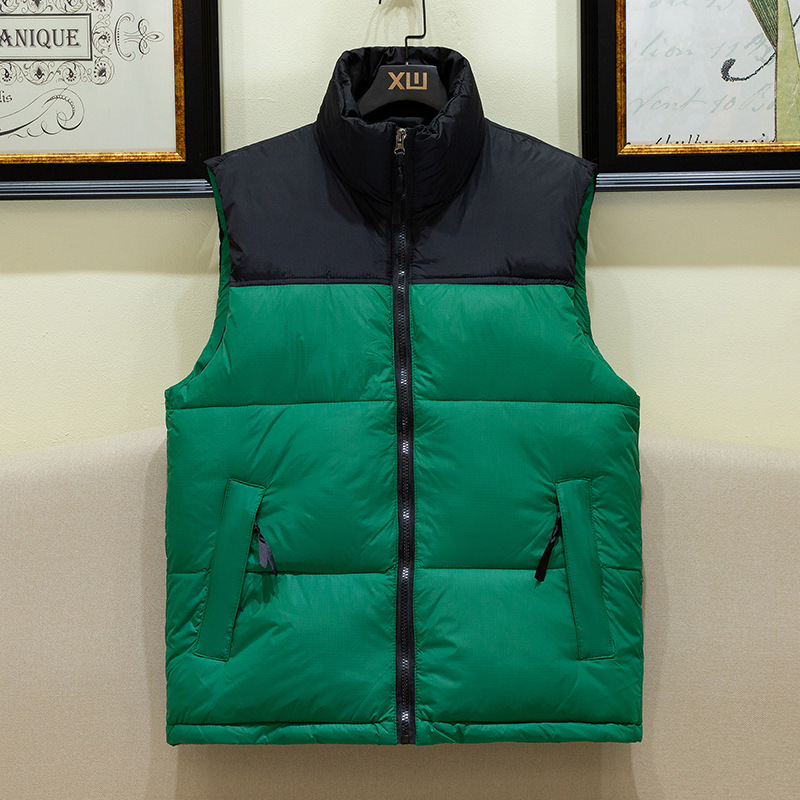 Vest Men's Autumn and Winter New Lightweight Down Cotton-padded Jacket Slim-fit Color Matching Short Warm Couple's Anti-drop Mobile Phone Jacket Vest Men's Autumn and Winter New Lightweight Down Cotton-padded Jacket Slim-fit Color Matching Short Warm Couple's Anti-drop Mobile Phone Jacket
