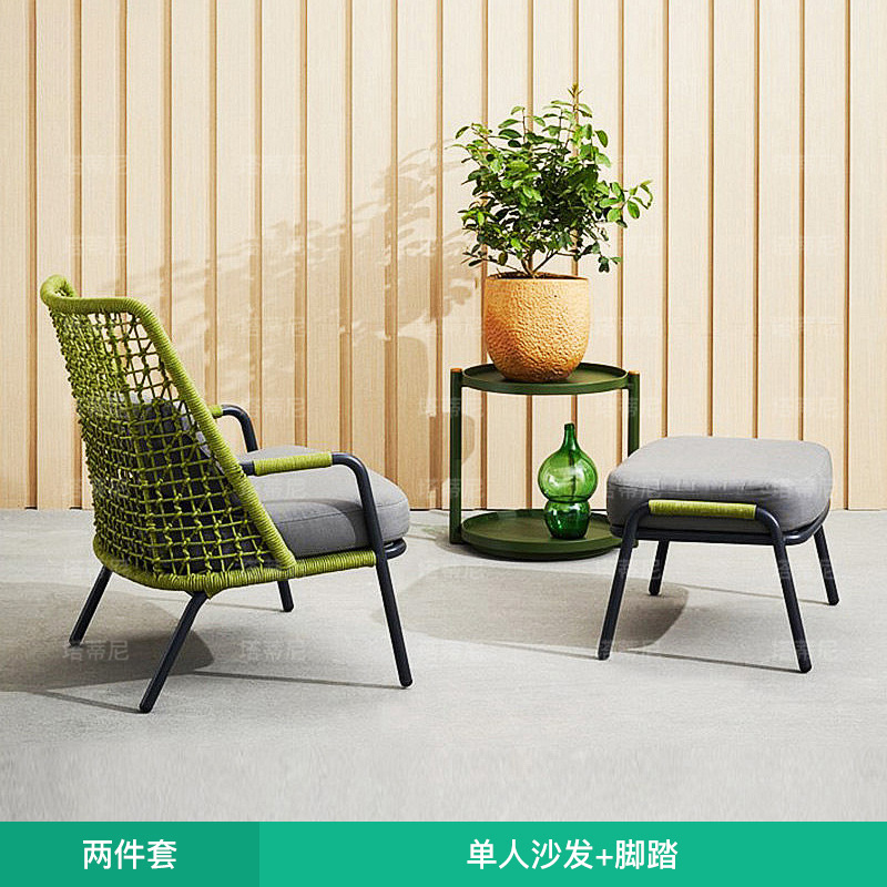Sofá de exterior tejido con cuerda, silla de ocio creativa de diseño para patio y jardín, sofá impermeable y resistente al sol para terraza de villa. image 16