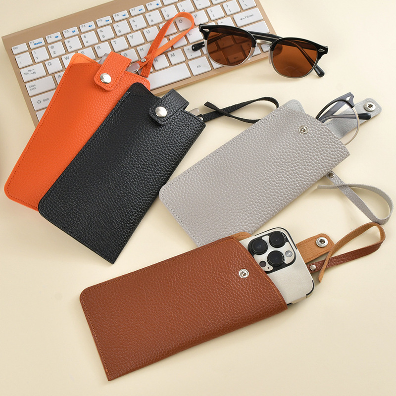 New Large Capacity PU Material Litchi Pattern Glasses Storage Bag Portable Sunglasses Glasses Protective Cover