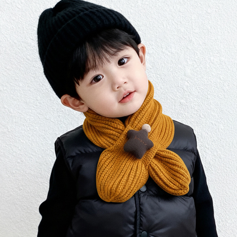 Baja para niños otoño y invierno baby tejer lana bufandas cruzadas niños niñas lindos invierno protector de cuello
