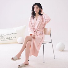 纯棉女士睡衣春秋冬季纯色网红韩版性感纯欲风睡衣浴袍家居服