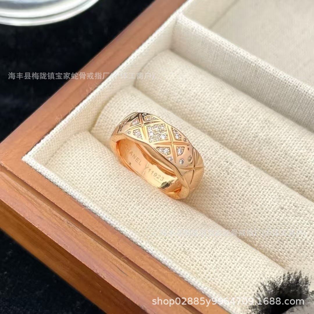 카자 러브 네일 반지 18K 로즈 V골드 도금 말굽 코코 만화경 더블 T1 남녀공용